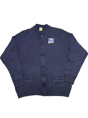 USPS Cardigan Sweater United States Postal Service Knit Zip Up XL Navy Blue